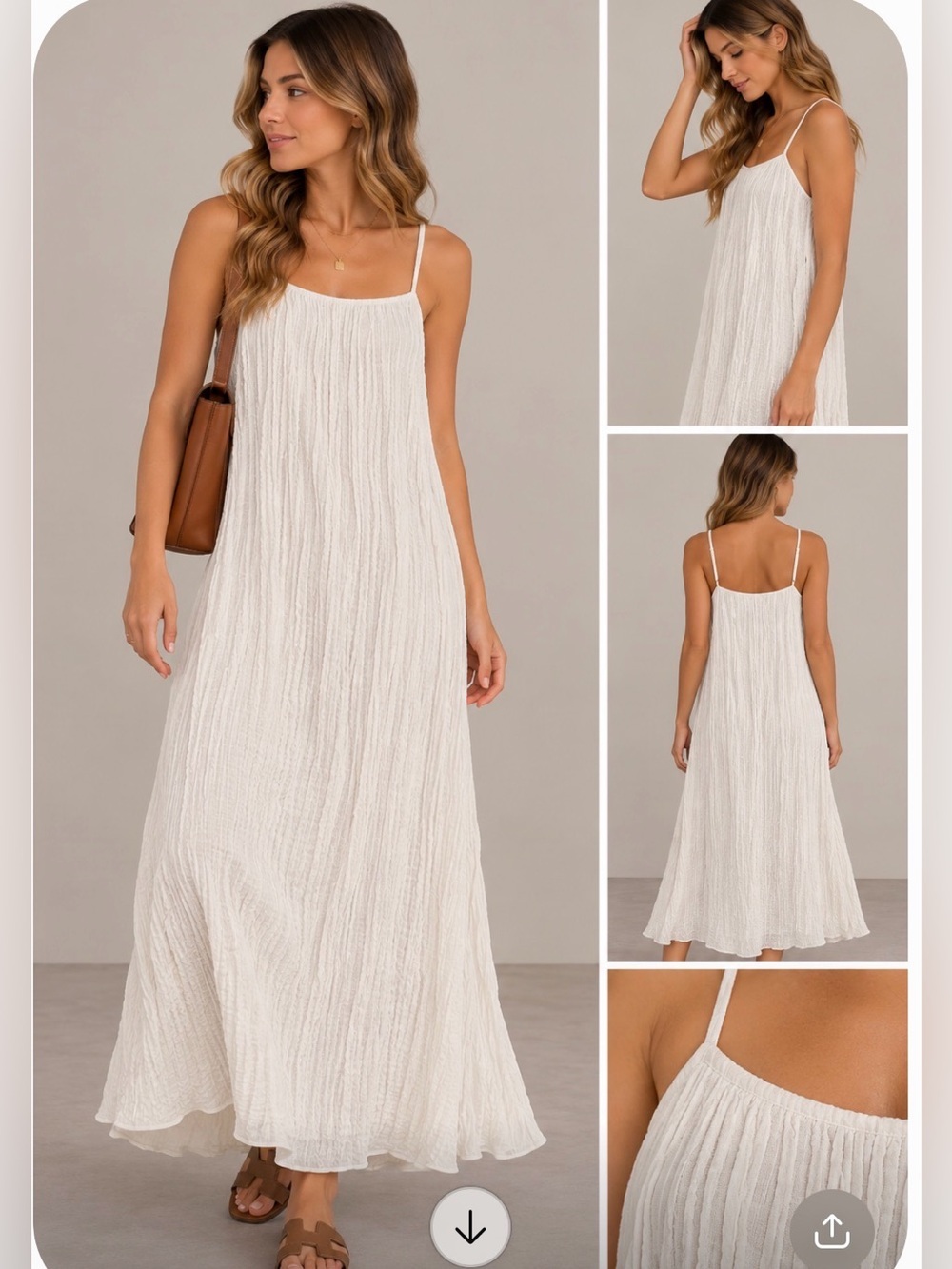 infftru Elegant Cream Terylene Flowy Maxi Dress Size  4-6